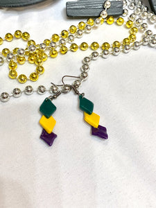 Diamonds of Mardi Gras Clay Earrings