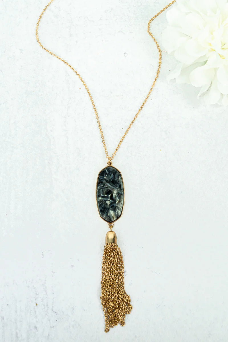 SKYE GOLDTONE TASSEL NECKLACE AND EARRINGS Set