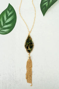 BALI GOLDTONE TASSEL NECKLACE AND EARRINGS Set