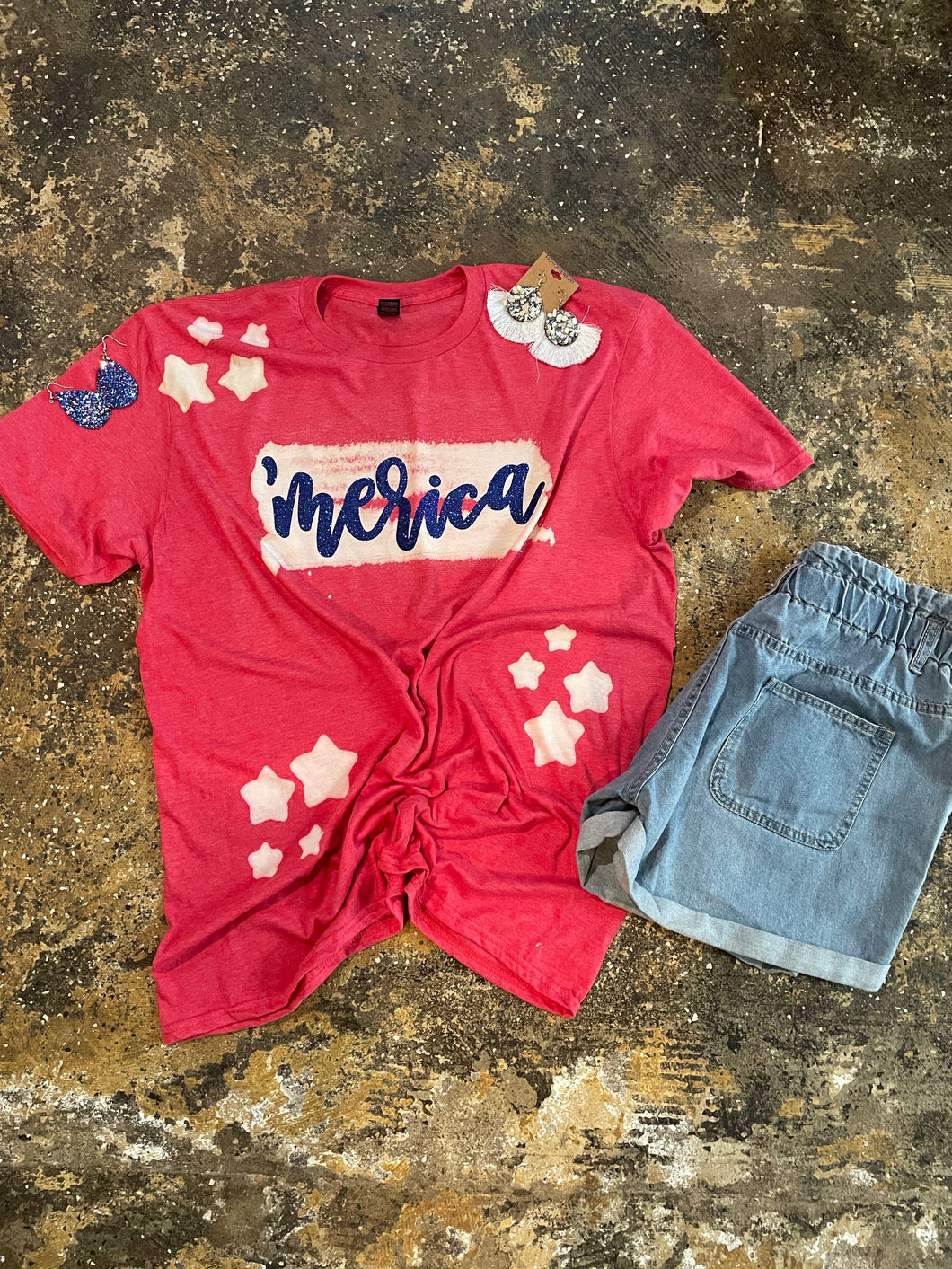 ‘Merica bleached out tee