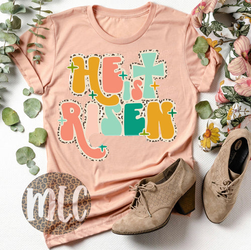 PRE ORDER He is risen Peach Tee Easter