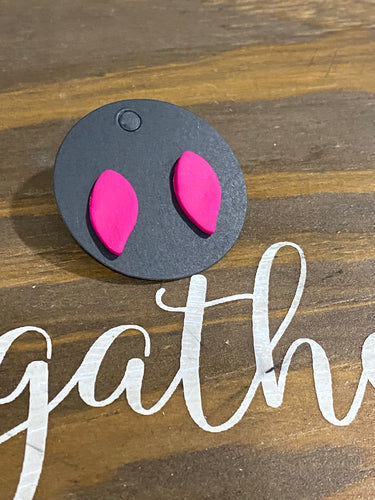 Leaves of Magenta Clay Studs