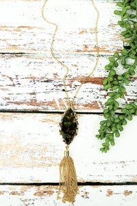 GABRIELA GOLDTONE TASSEL NECKLACE AND EARRINGS Set
