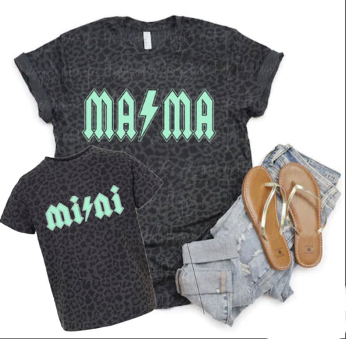 Mama mini leopard lighting bolt shirt