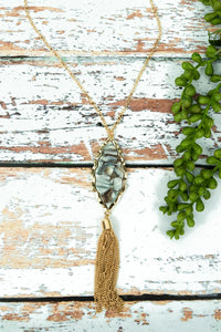 GABRIELA GOLDTONE TASSEL NECKLACE AND EARRINGS Set
