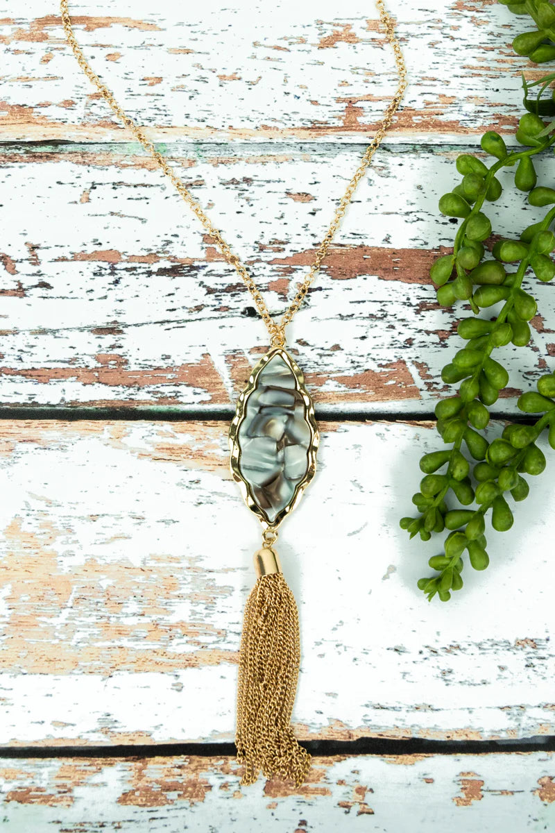 GABRIELA GOLDTONE TASSEL NECKLACE AND EARRINGS Set
