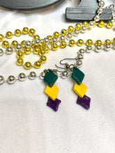 Load image into Gallery viewer, Diamonds of Mardi Gras Clay Earrings