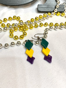 Diamonds of Mardi Gras Clay Earrings