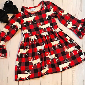 Reindeer Buffalo plaid dress