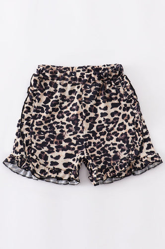 Girls ruffle leopard shorts