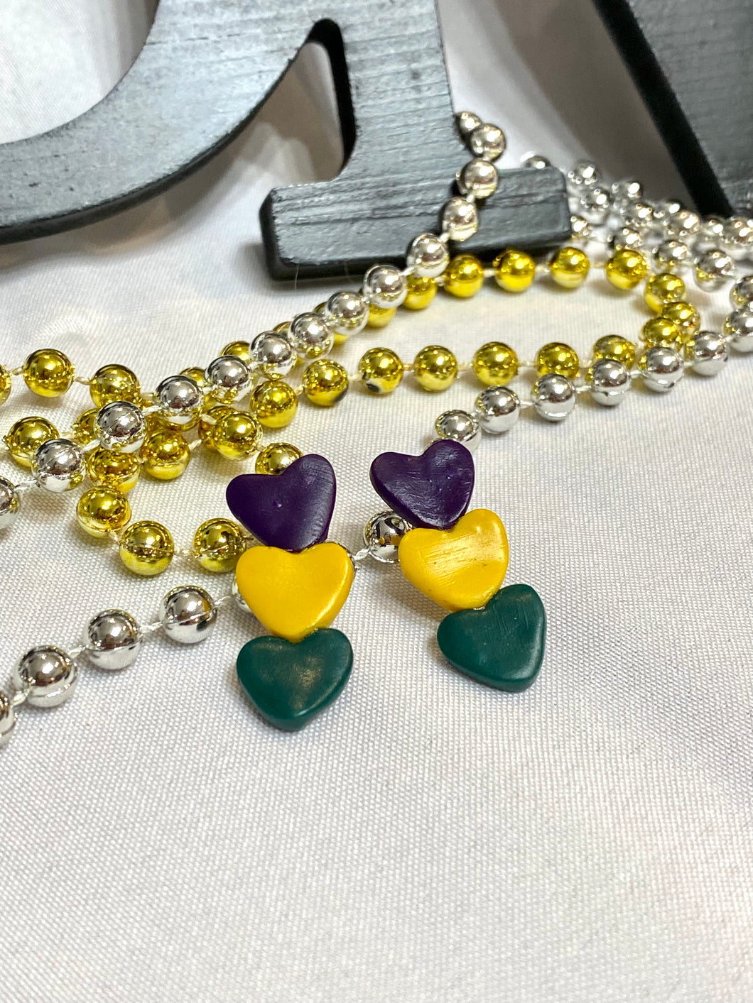 Hearts of Mardi Gras Clay Earrings
