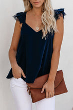 Load image into Gallery viewer, Navy Flutter Sleeve Tank