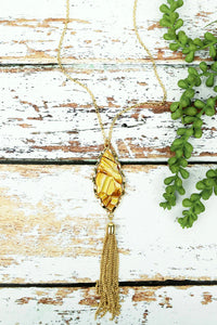 GABRIELA GOLDTONE TASSEL NECKLACE AND EARRINGS Set