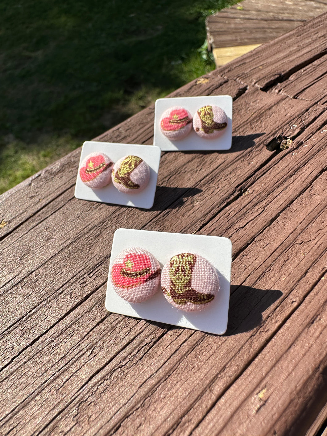Boot Scootin’ Fabric Stud Earrings