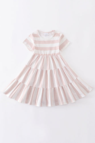 Pink stripe ruffle dress