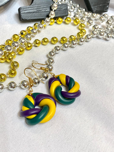 King Cake Clay Earrings